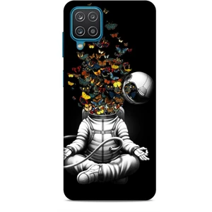 Samsung Galaxy A12 Kılıf Caliburn 1 Astronot ve Kelebekler Telefon Kılıfı
