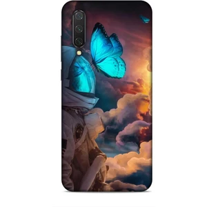 Xiaomi Mi 9 Lite Kılıf Caliburn 4 Mavi Kelebek Silikon Kılıf