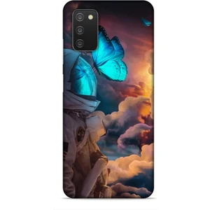 Samsung Galaxy A03S Kılıf Caliburn 4 Mavi Kelebek Silikon Kılıf