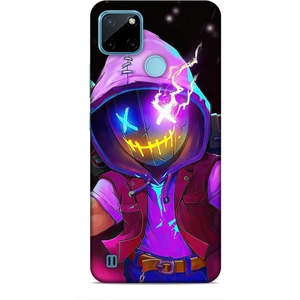 Realme C21Y Kılıf Caliburn 19 Maskeli Pembe Tam Koruma Kılıf