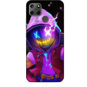 Realme C25Y Kılıf Caliburn 19 Maskeli Pembe Tam Koruma Kılıf