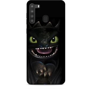 Samsung Galaxy A21 Kılıf Caliburn 30 Kara Ejderha Kenarları Şeffaf Kapak