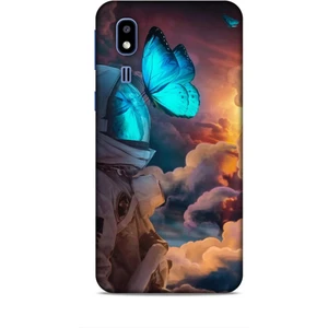 Samsung Galaxy A2 Core Kılıf Caliburn 4 Mavi Kelebek Silikon Kılıf
