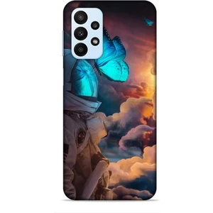 Samsung Galaxy A23 4g Kılıf Caliburn 4 Mavi Kelebek Silikon Kılıf