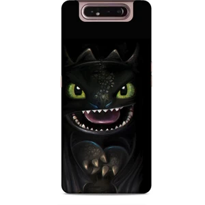 Samsung Galaxy A80 Kılıf Caliburn 30 Kara Ejderha Kenarları Şeffaf Kapak