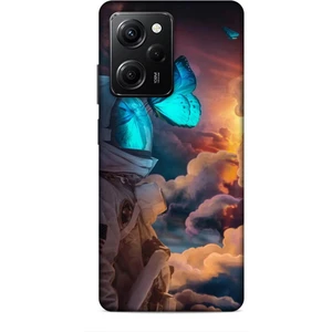 Xiaomi Poco X5 Pro 5g Kılıf Caliburn 4 Mavi Kelebek Silikon Kılıf