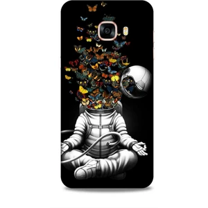 Samsung Galaxy C5 Kılıf Caliburn 1 Astronot ve Kelebekler Telefon Kılıfı