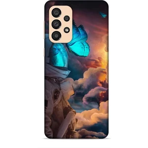 Samsung Galaxy A34 5g Kılıf Caliburn 4 Mavi Kelebek Silikon Kılıf