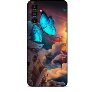 Samsung Galaxy A13 5g Kılıf Caliburn 4 Mavi Kelebek Silikon Kılıf