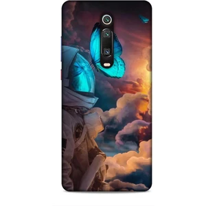 Xiaomi Mi 9t Kılıf Caliburn 4 Mavi Kelebek Silikon Kılıf