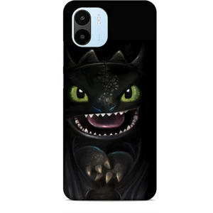 Xiaomi Redmi A1 Kılıf Caliburn 30 Kara Ejderha Kenarları Şeffaf Kapak