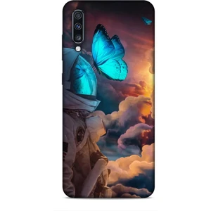 Samsung Galaxy A70 Kılıf Caliburn 4 Mavi Kelebek Silikon Kılıf