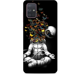 Samsung Galaxy A91 Kılıf Caliburn 1 Astronot ve Kelebekler Telefon Kılıfı