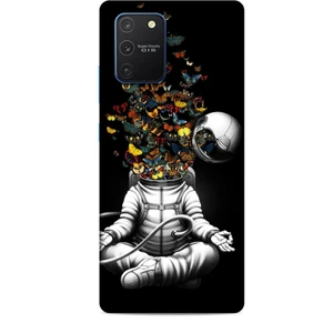 Samsung Galaxy S10 Lite Kılıf Caliburn 1 Astronot ve Kelebekler Telefon Kılıfı