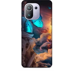 Xiaomi Mi 11 Pro Kılıf Caliburn 4 Mavi Kelebek Silikon Kılıf