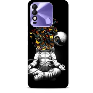 Tecno Spark 8c Kılıf Caliburn 1 Astronot ve Kelebekler Telefon Kılıfı