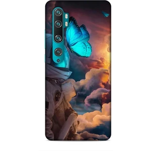 Xiaomi Mi Note 10 Kılıf Caliburn 4 Mavi Kelebek Silikon Kılıf