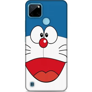 Realme C21Y Kılıf Caliburn 22 Mavi Beyaz Kap