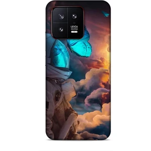 Xiaomi 13 Kılıf Caliburn 4 Mavi Kelebek Silikon Kılıf