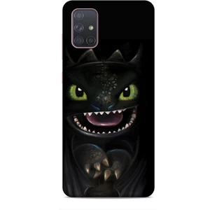 Samsung Galaxy A91 Kılıf Caliburn 30 Kara Ejderha Kenarları Şeffaf Kapak
