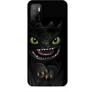 Xiaomi Poco M3 Pro Kılıf Caliburn 30 Kara Ejderha Kenarları Şeffaf Kapak