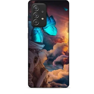Samsung Galaxy A52S Kılıf Caliburn 4 Mavi Kelebek Silikon Kılıf