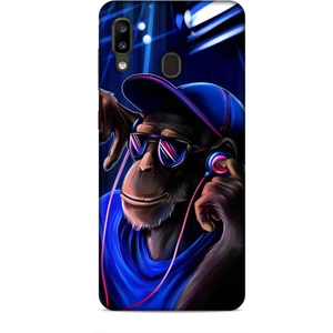 Samsung Galaxy A20 Kılıf Caliburn 20 Maymun Mavi Renkli Kılıf