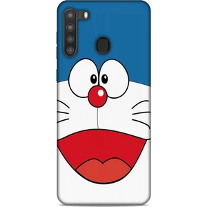 Samsung Galaxy A21 Kılıf Caliburn 22 Mavi Beyaz Kap