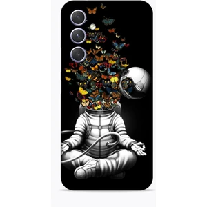 Samsung Galaxy A54 5g Kılıf Caliburn 1 Astronot ve Kelebekler Telefon Kılıfı