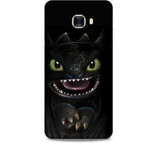 Samsung Galaxy C7 Kılıf Caliburn 30 Kara Ejderha Kenarları Şeffaf Kapak