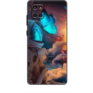 Samsung Galaxy A81 Kılıf Caliburn 4 Mavi Kelebek Silikon Kılıf