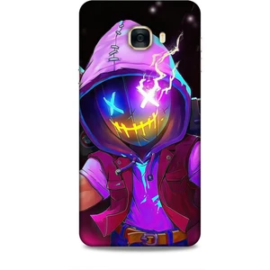 Samsung Galaxy C7 Kılıf Caliburn 19 Maskeli Pembe Tam Koruma Kılıf