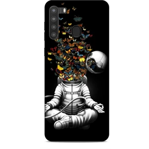 Samsung Galaxy A21 Kılıf Caliburn 1 Astronot ve Kelebekler Telefon Kılıfı