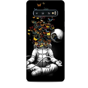 Samsung Galaxy S10 Kılıf Caliburn 1 Astronot ve Kelebekler Telefon Kılıfı