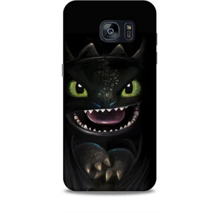 Samsung Galaxy S7 Edge Kılıf Caliburn 30 Kara Ejderha Kenarları Şeffaf Kapak