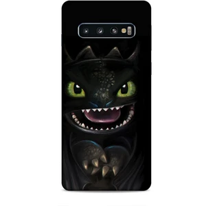 Samsung Galaxy S10 Kılıf Caliburn 30 Kara Ejderha Kenarları Şeffaf Kapak