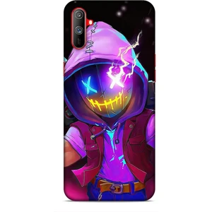 Realme C3 Kılıf Caliburn 19 Maskeli Pembe Tam Koruma Kılıf