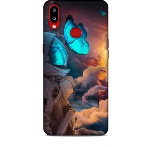 Samsung Galaxy A10S Kılıf Caliburn 4 Mavi Kelebek Silikon Kılıf