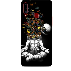 Samsung Galaxy A20S Kılıf Caliburn 1 Astronot ve Kelebekler Telefon Kılıfı