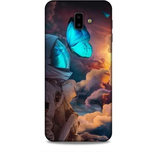 Samsung Galaxy J6 Plus Kılıf Caliburn 4 Mavi Kelebek Silikon Kılıf