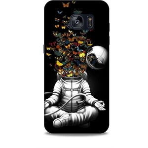Samsung Galaxy S7 Edge Kılıf Caliburn 1 Astronot ve Kelebekler Telefon Kılıfı