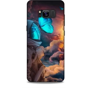 Samsung Galaxy S8 Kılıf Caliburn 4 Mavi Kelebek Silikon Kılıf