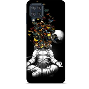 Samsung Galaxy M32 Kılıf Caliburn 1 Astronot ve Kelebekler Telefon Kılıfı