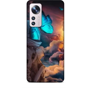 Xiaomi 12 Kılıf Caliburn 4 Mavi Kelebek Silikon Kılıf