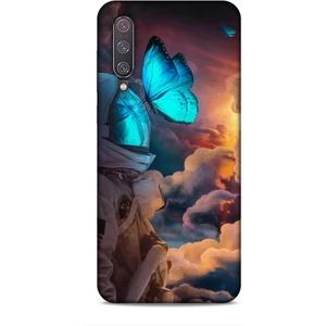 Xiaomi Mi 9 Kılıf Caliburn 4 Mavi Kelebek Silikon Kılıf