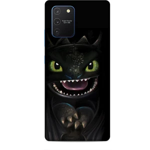 Samsung Galaxy S10 Lite Kılıf Caliburn 30 Kara Ejderha Kenarları Şeffaf Kapak