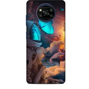 Xiaomi Poco X3 Pro Kılıf Caliburn 4 Mavi Kelebek Silikon Kılıf