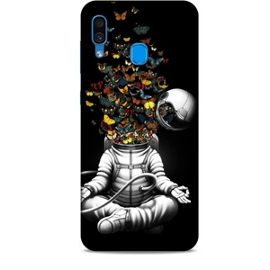 Samsung Galaxy A30 Kılıf Caliburn 1 Astronot ve Kelebekler Telefon Kılıfı