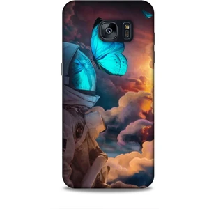 Samsung Galaxy S7 Edge Kılıf Caliburn 4 Mavi Kelebek Silikon Kılıf
