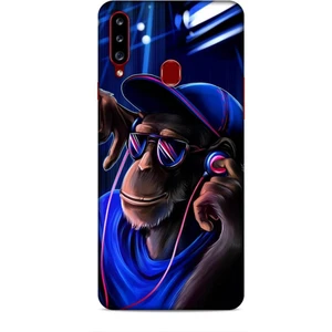 Samsung Galaxy A20S Kılıf Caliburn 20 Maymun Mavi Renkli Kılıf